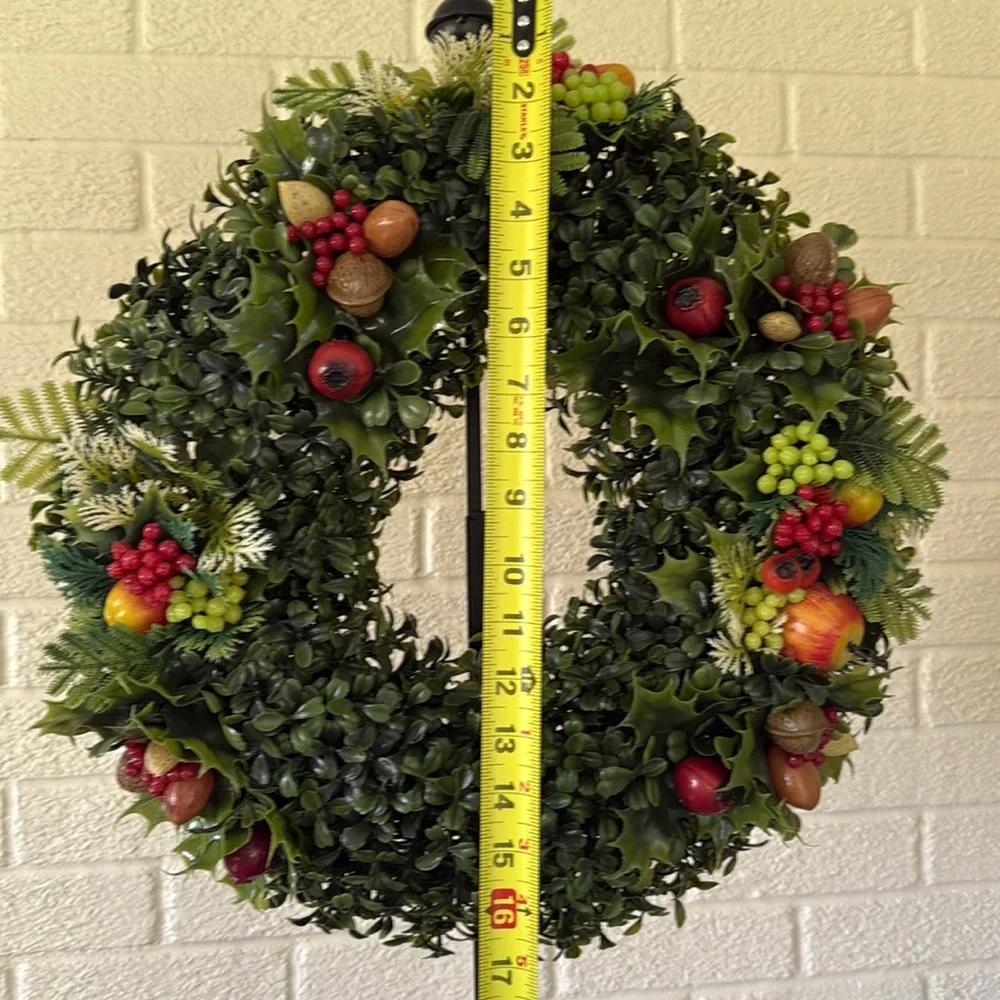 Vintage MCM Artificial Boxwood Christmas Made in Hong Kong Kitschy Wreath PWF